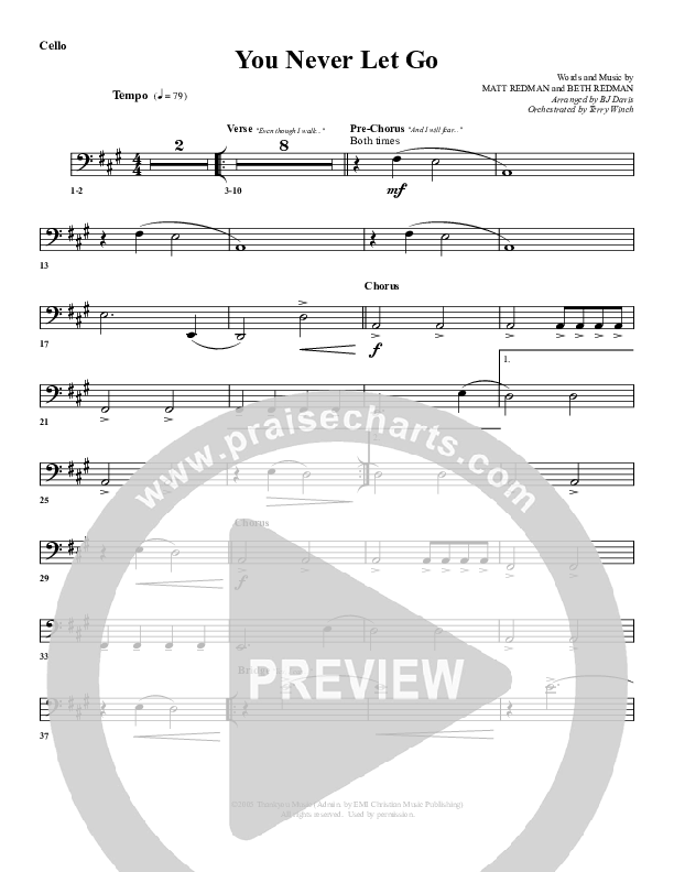 You Never Let Go Cello (G3 Worship)