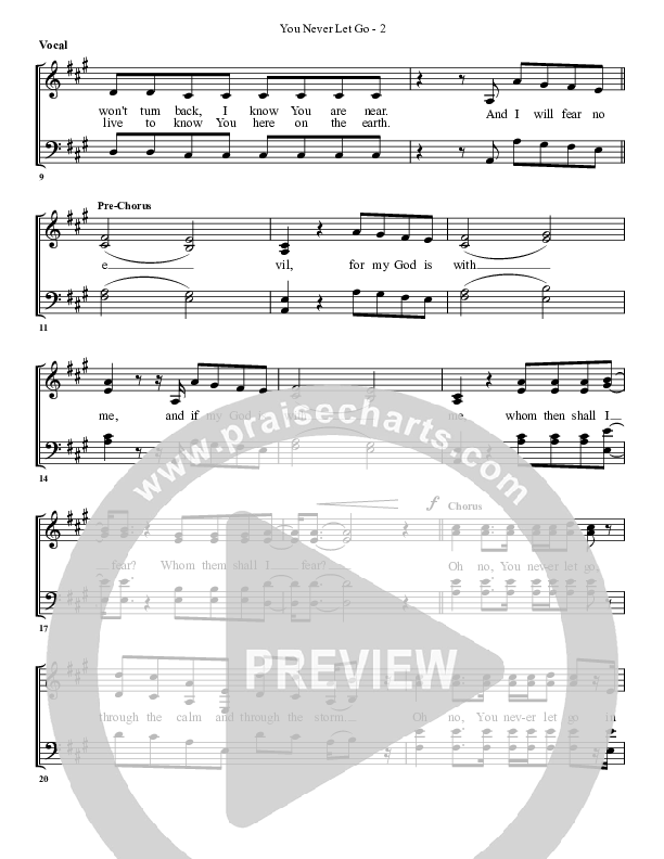 You Never Let Go Choir Sheet (G3 Worship)