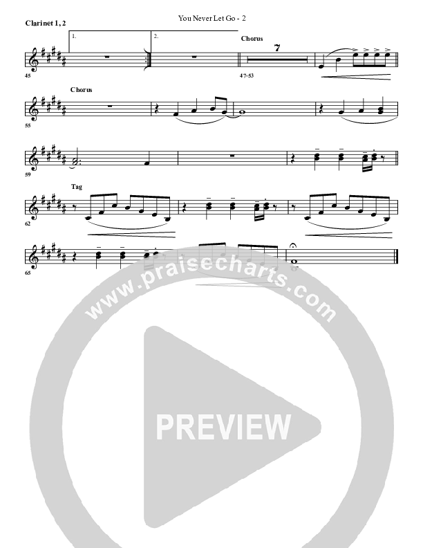 You Never Let Go Clarinet 1/2 (G3 Worship)