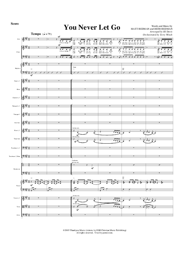You Never Let Go Conductor's Score (G3 Worship)