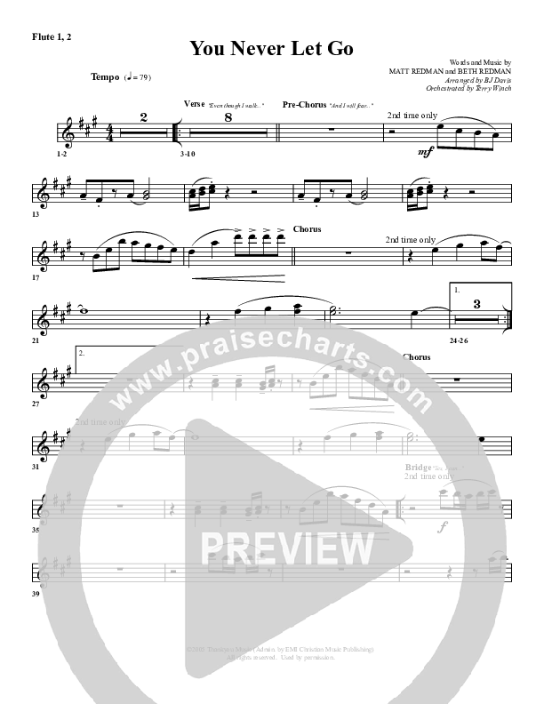 You Never Let Go Flute 1/2 (G3 Worship)