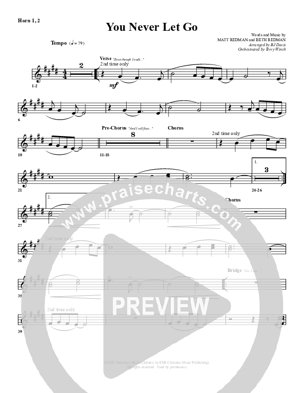 You Never Let Go French Horn 1/2 (G3 Worship)