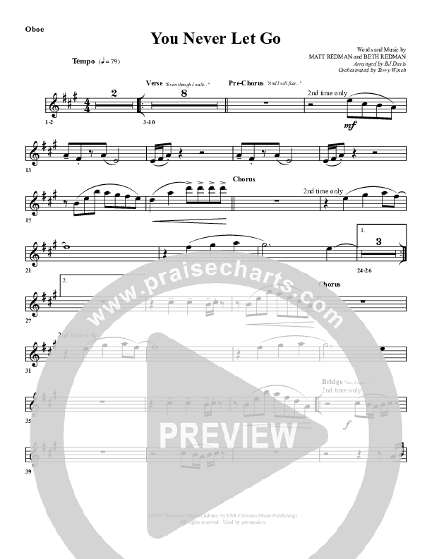 You Never Let Go Oboe (G3 Worship)