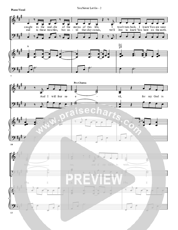 You Never Let Go Piano/Vocal & Lead (G3 Worship)