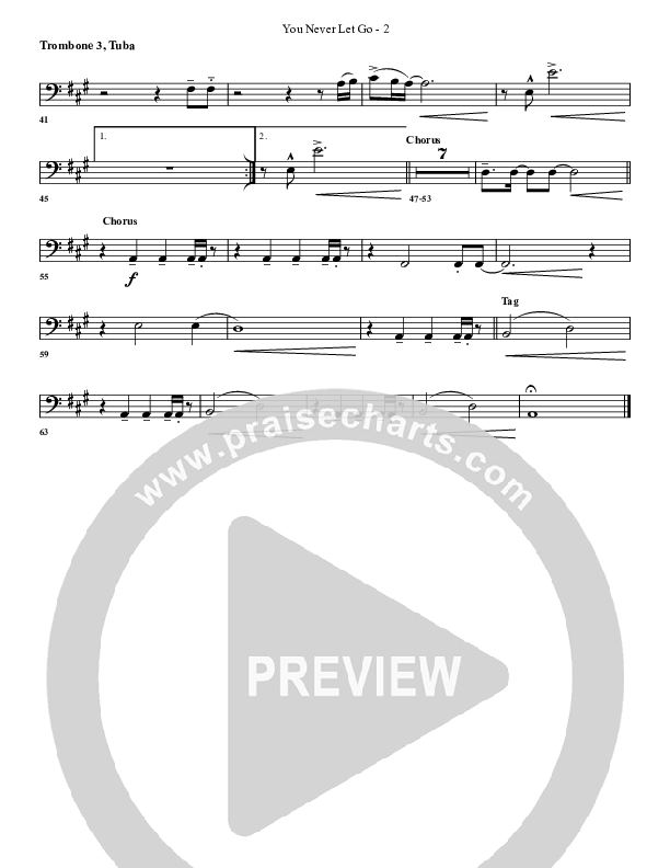 You Never Let Go Trombone 3/Tuba (G3 Worship)