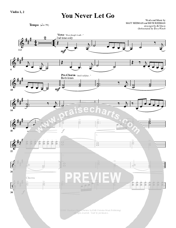 You Never Let Go Violin 1/2 (G3 Worship)