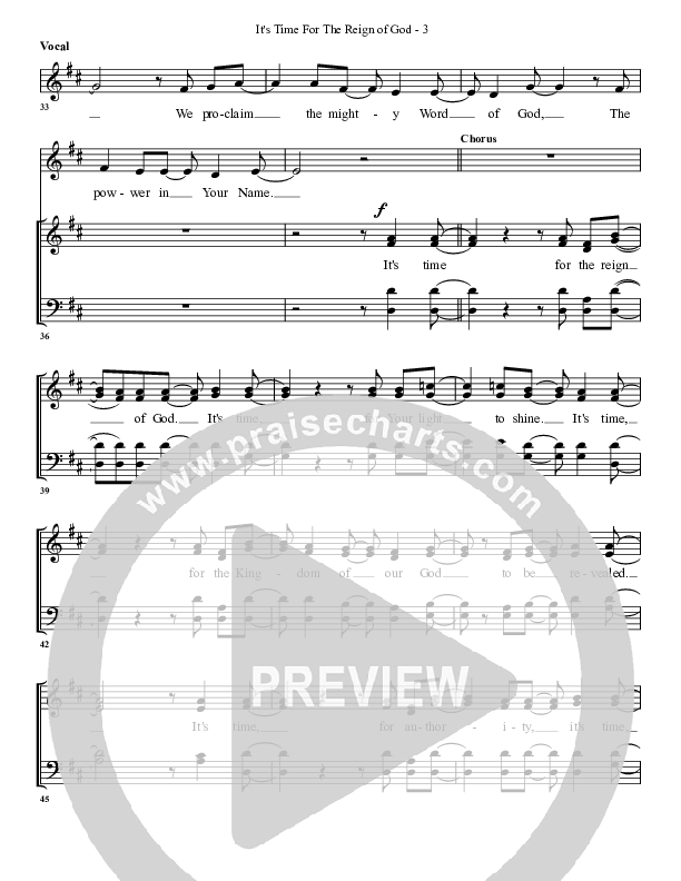 It's Time For The Reign Of God Choir Sheet (G3 Worship)