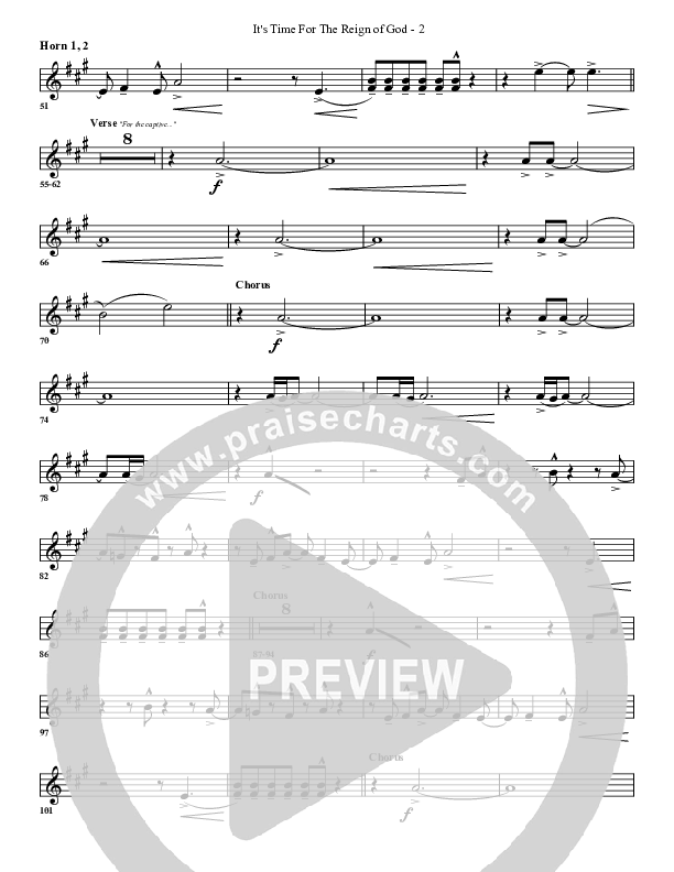 It's Time For The Reign Of God French Horn 1/2 (G3 Worship)