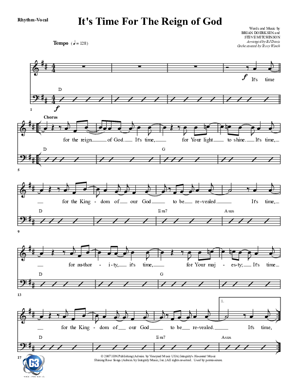 It's Time For The Reign Of God Rhythm/Vocal (G3 Worship)