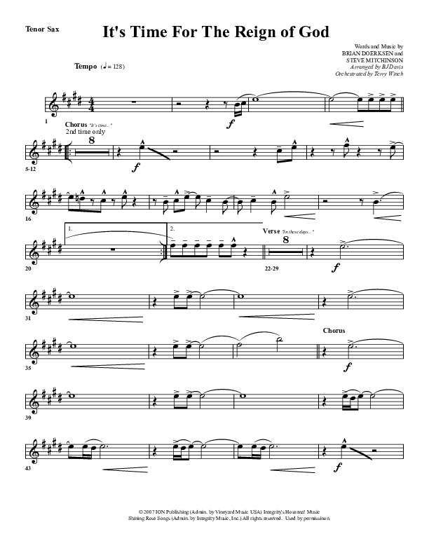It's Time For The Reign Of God Tenor Sax 2 (G3 Worship)