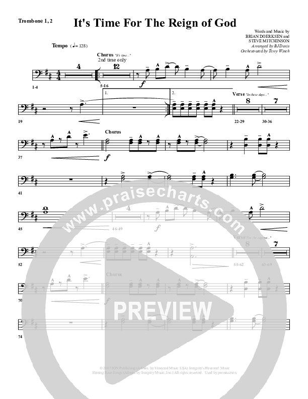 It's Time For The Reign Of God Trombone 1/2 (G3 Worship)