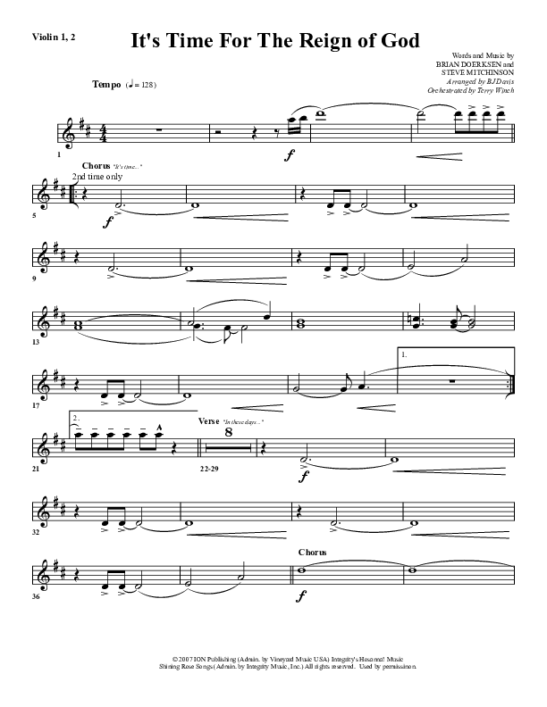 It's Time For The Reign Of God Violin 1/2 (G3 Worship)