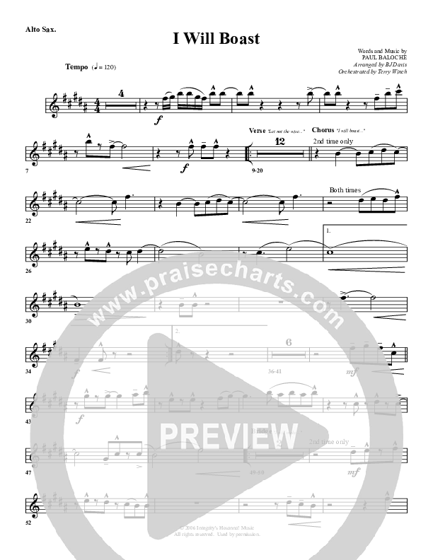 I Will Boast Alto Sax (G3 Worship)