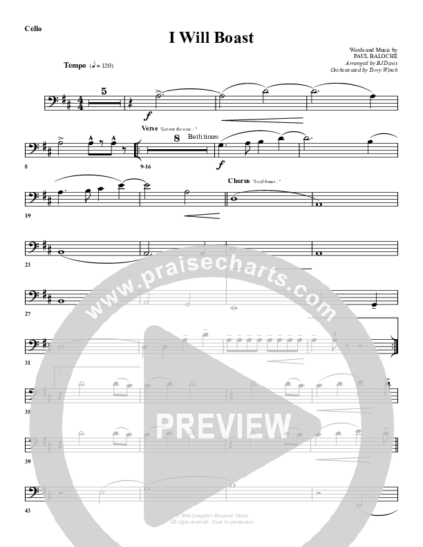 I Will Boast Cello (G3 Worship)