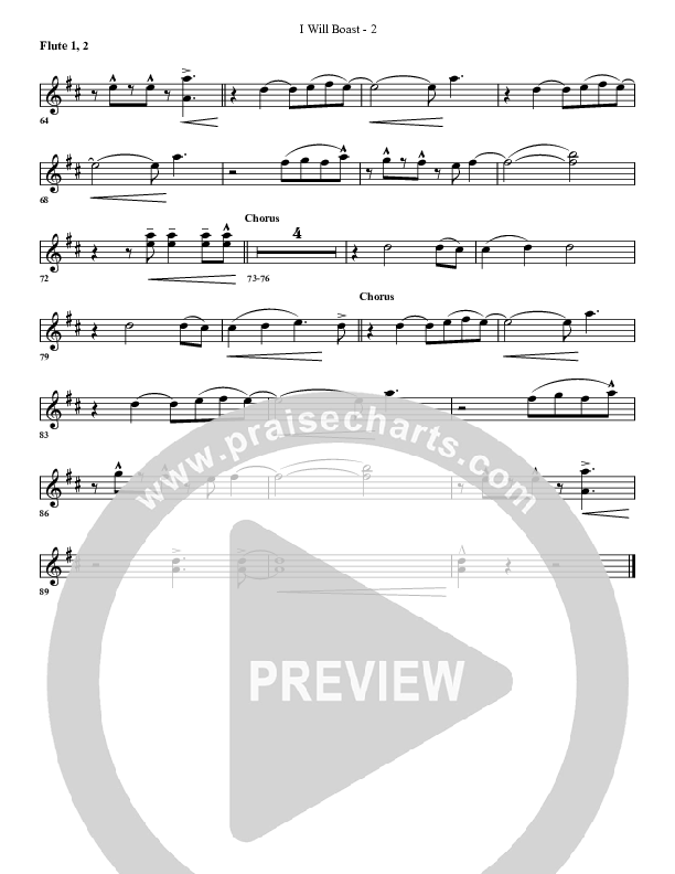 I Will Boast Flute 1/2 (G3 Worship)