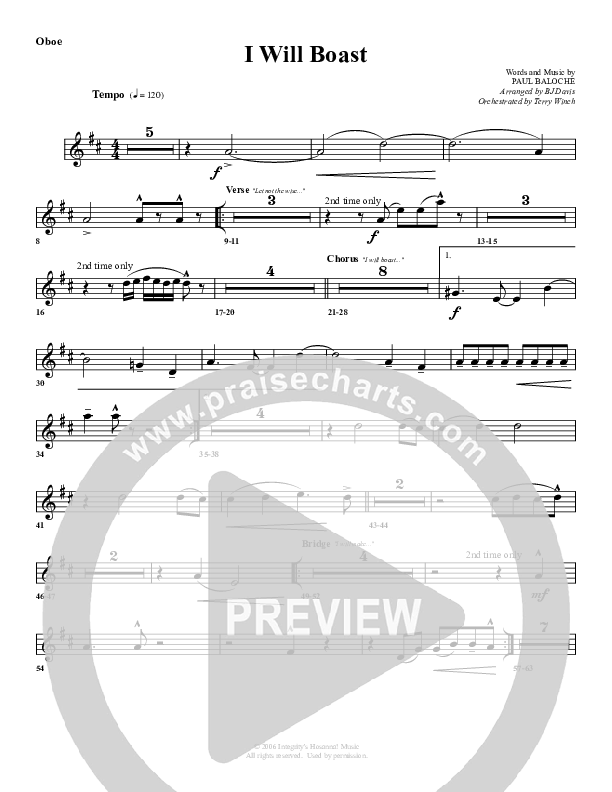 I Will Boast Oboe (G3 Worship)