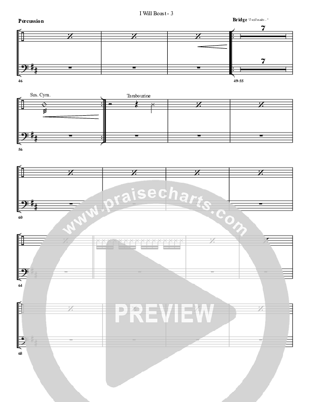 I Will Boast Percussion (G3 Worship)