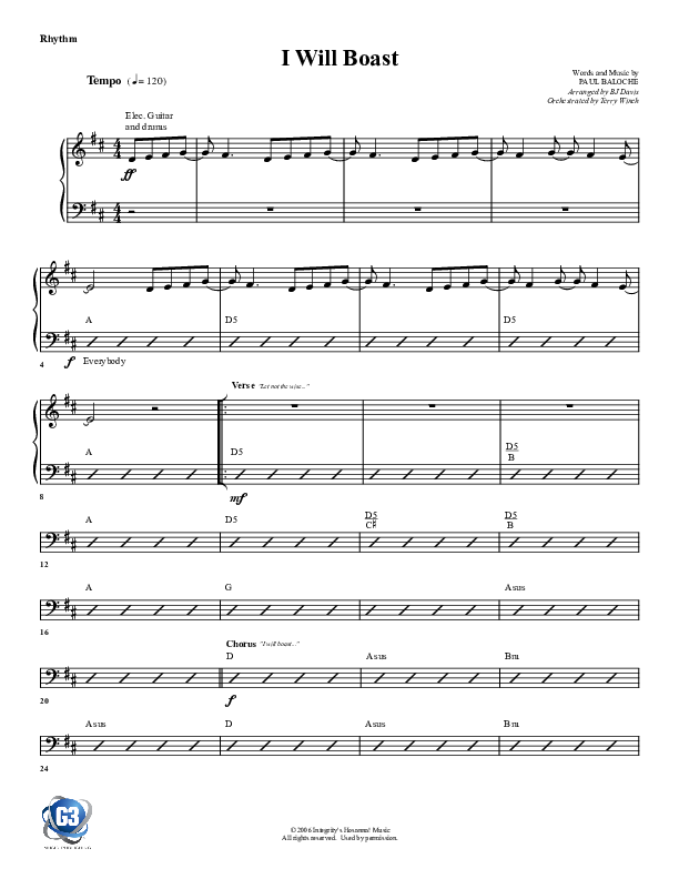 I Will Boast Rhythm Chart (G3 Worship)