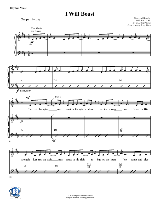 I Will Boast Rhythm/Vocal (G3 Worship)