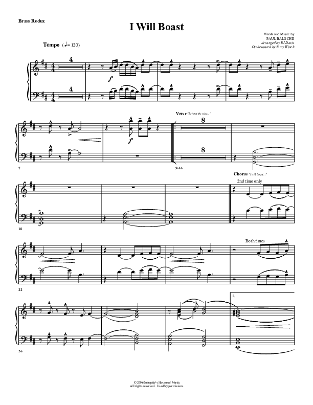 I Will Boast Synth Brass (G3 Worship)