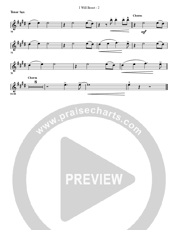 I Will Boast Tenor Sax 2 (G3 Worship)