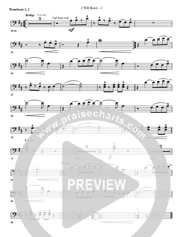 I Will Boast Trombone 1/2 (G3 Worship)