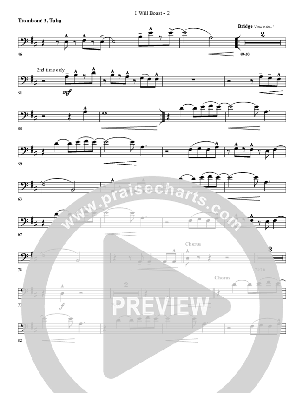 I Will Boast Trombone 3/Tuba (G3 Worship)
