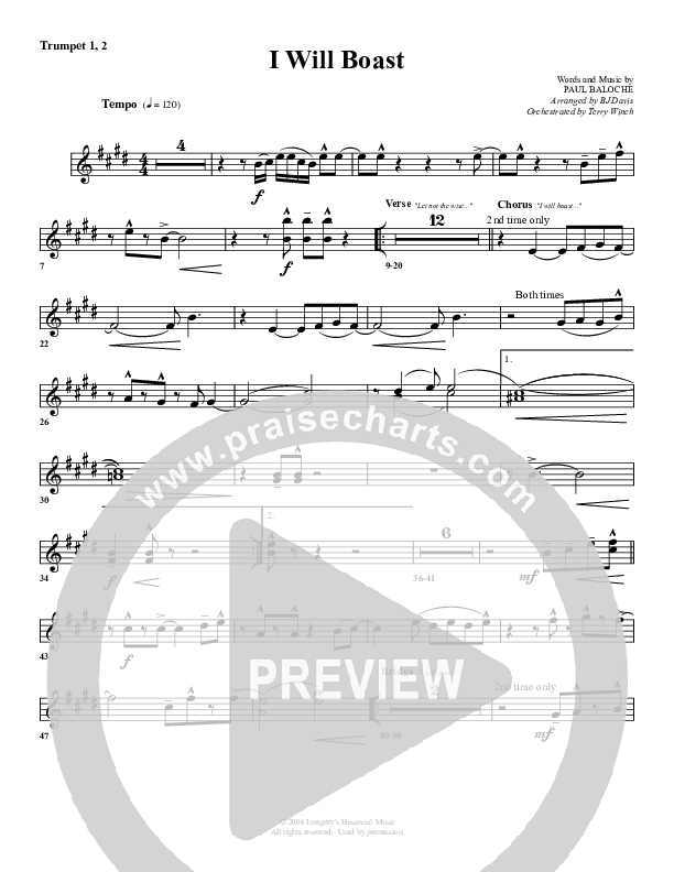 I Will Boast Trumpet 1,2 (G3 Worship)