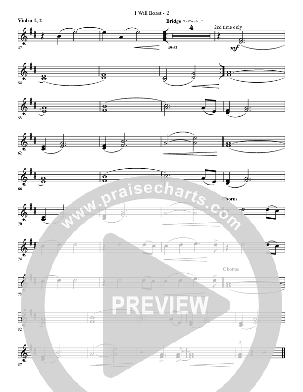 I Will Boast Violin 1/2 (G3 Worship)