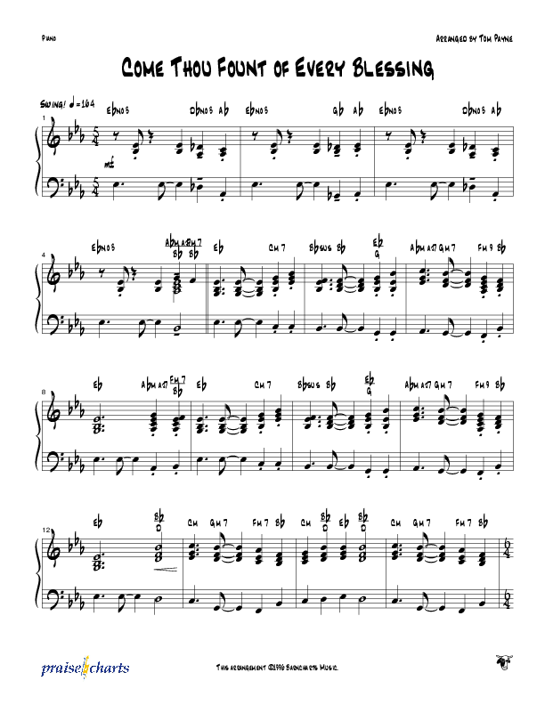 Come Thou Fount Of Every Blessing (Instrumental) Piano Sheet (Tom Payne)