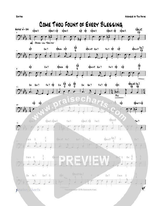 Come Thou Fount Of Every Blessing (Instrumental) Rhythm Chart (Tom Payne)