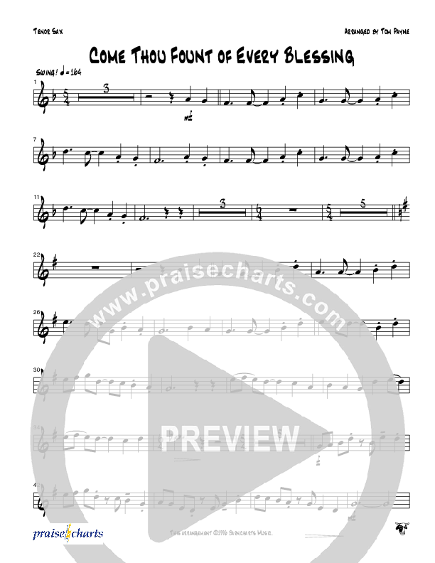 Come Thou Fount Of Every Blessing (Instrumental) Tenor Sax 2 (Tom Payne)