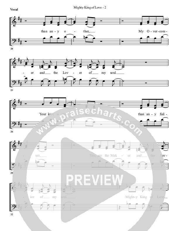 Mighty King Of Love Choir Sheet (G3 Worship)