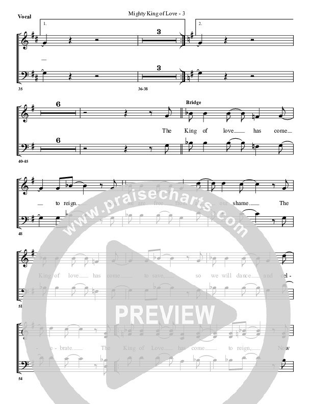 Mighty King Of Love Choir Sheet (G3 Worship)