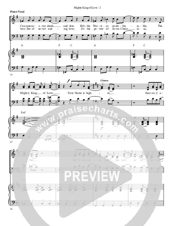 Mighty King Of Love Piano/Vocal (G3 Worship)