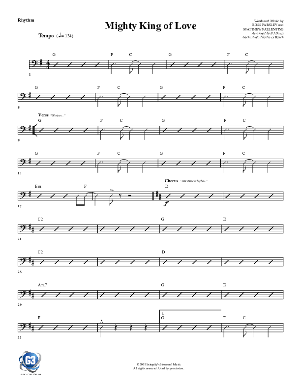 Mighty King Of Love Rhythm Chart (G3 Worship)