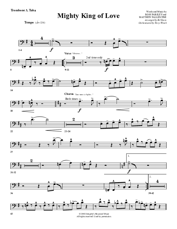 Mighty King Of Love Trombone 3/Tuba (G3 Worship)