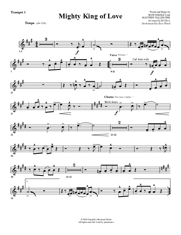 Mighty King Of Love Trumpet 3 (G3 Worship)