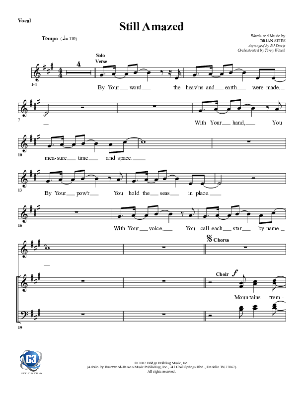 Still Amazed Choir Sheet (G3 Worship)