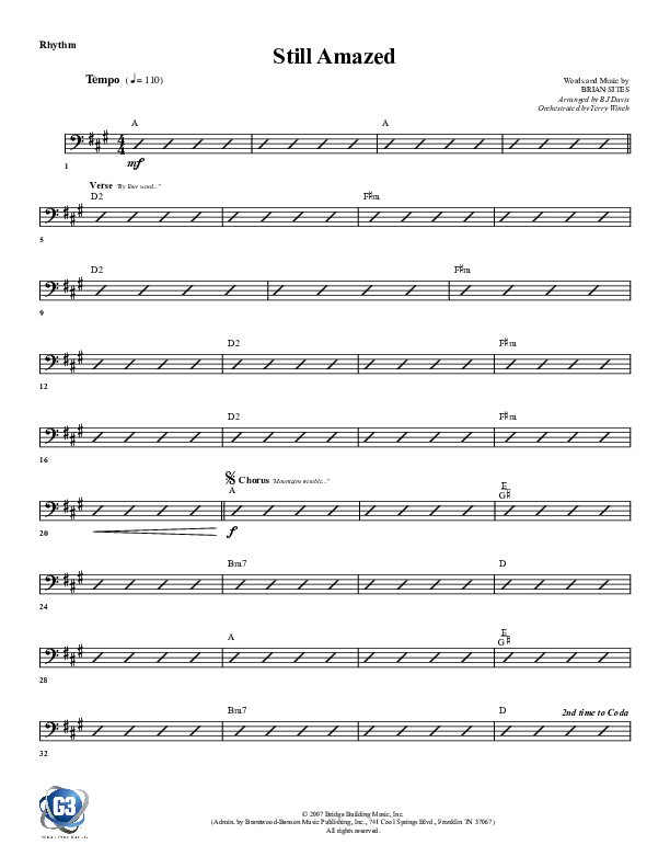Still Amazed Rhythm Chart (G3 Worship)