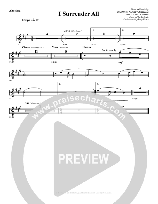 I Surrender All Alto Sax (G3 Worship)
