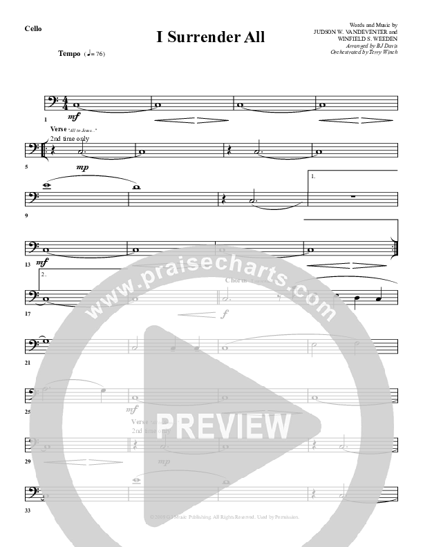 I Surrender All Cello (G3 Worship)