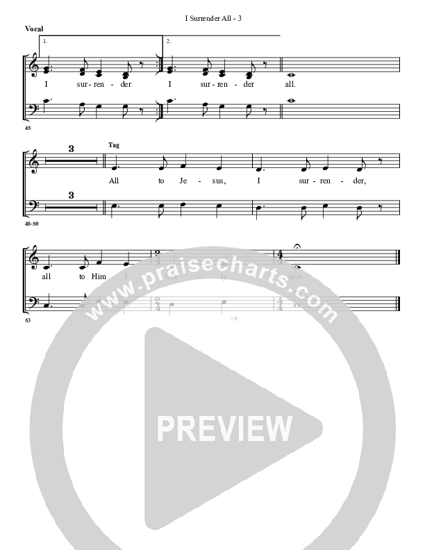 I Surrender All Choir Sheet (G3 Worship)