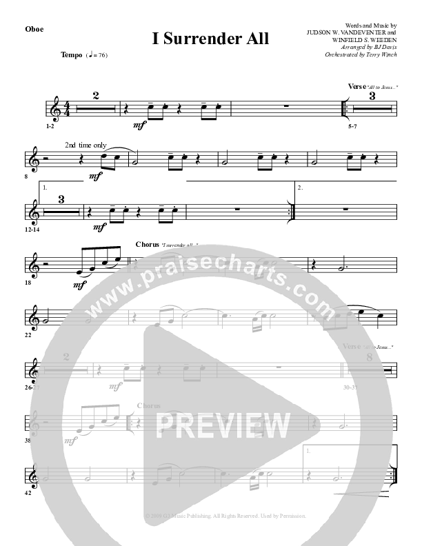 I Surrender All Oboe (G3 Worship)