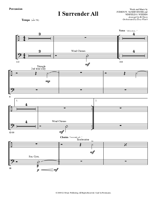 I Surrender All Percussion (G3 Worship)