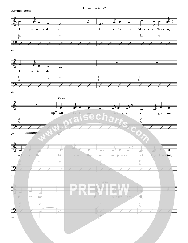 I Surrender All Rhythm Chart (G3 Worship)