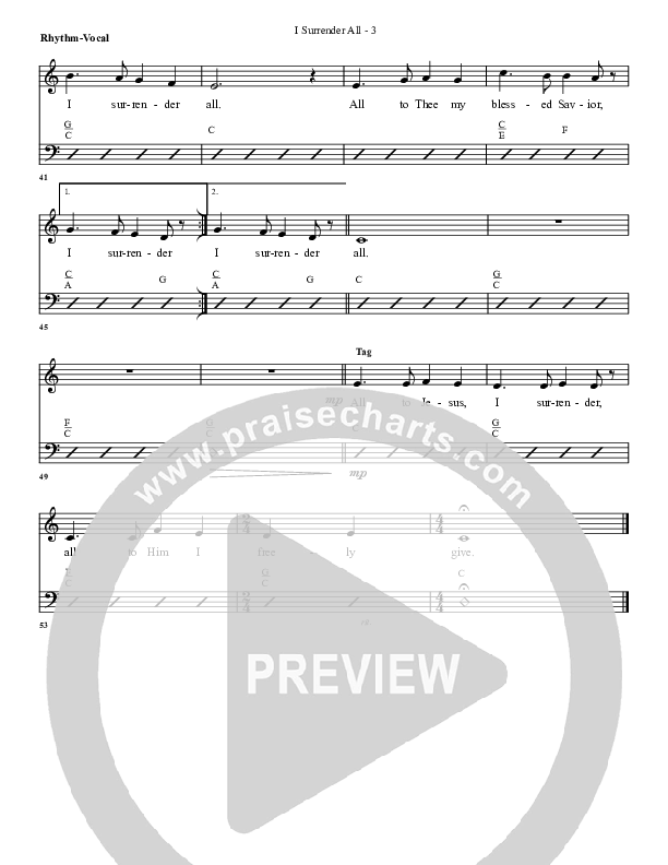 I Surrender All Rhythm Chart (G3 Worship)