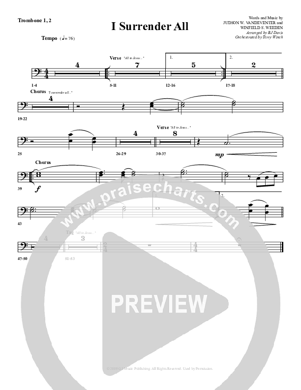 I Surrender All Trombone 1/2 (G3 Worship)