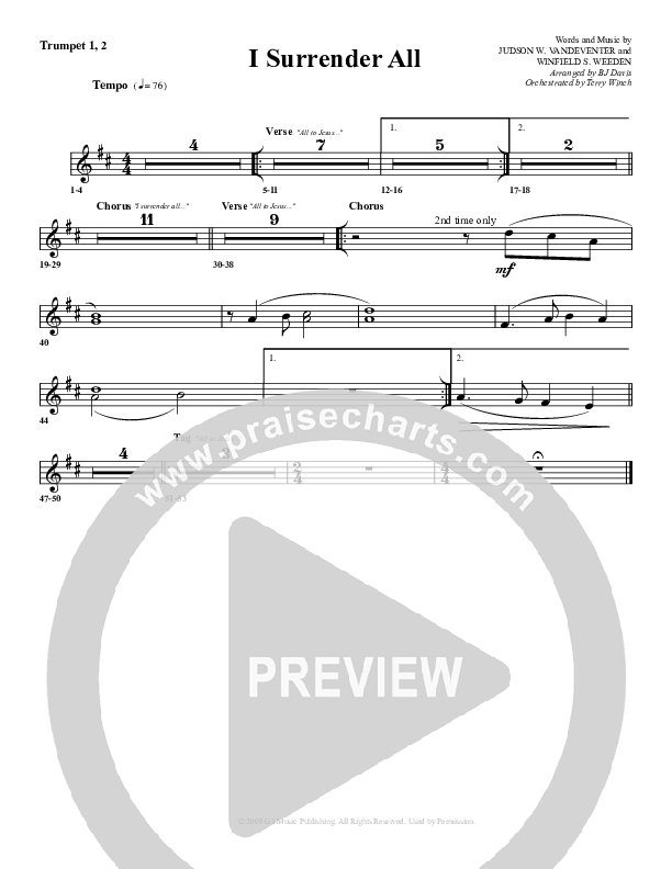 I Surrender All Trumpet 1,2 (G3 Worship)