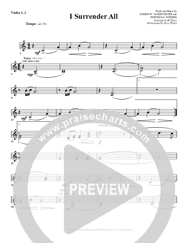 I Surrender All Violin 1/2 (G3 Worship)